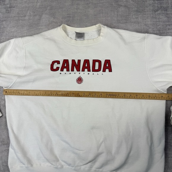 Canada Basketball Sweatshirt Mens 2XL White Vtg Y2K Nike Spell Out Crewneck Gym - Picture 8 of 9